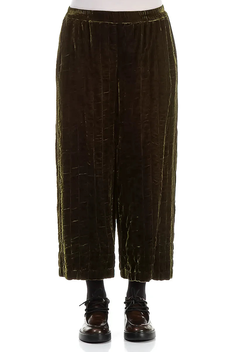 Forest Mist Pleated Silk Velvet Trousers