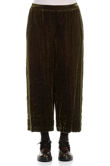 Forest Mist Pleated Silk Velvet Trousers