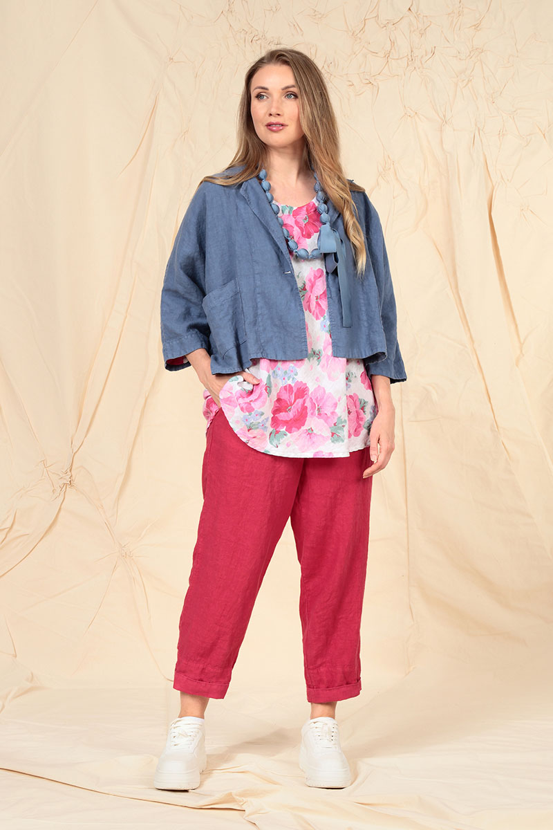 Boxy Blue Nova Linen Blazer Jacket