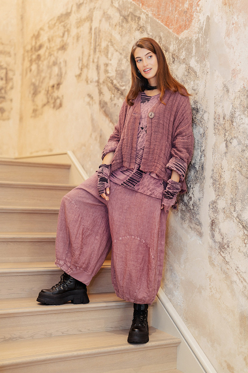 Mauve Taupe Lined Handwoven Linen Jacket