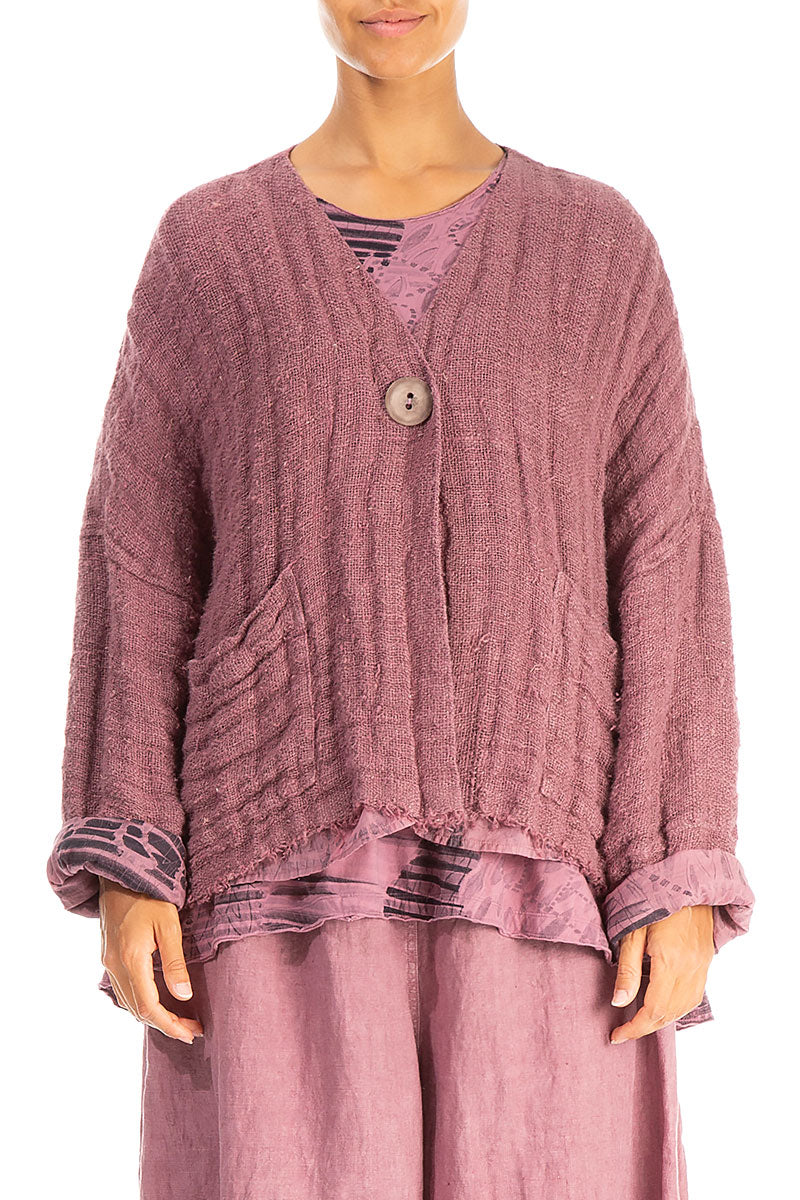 Mauve Taupe Lined Handwoven Linen Jacket