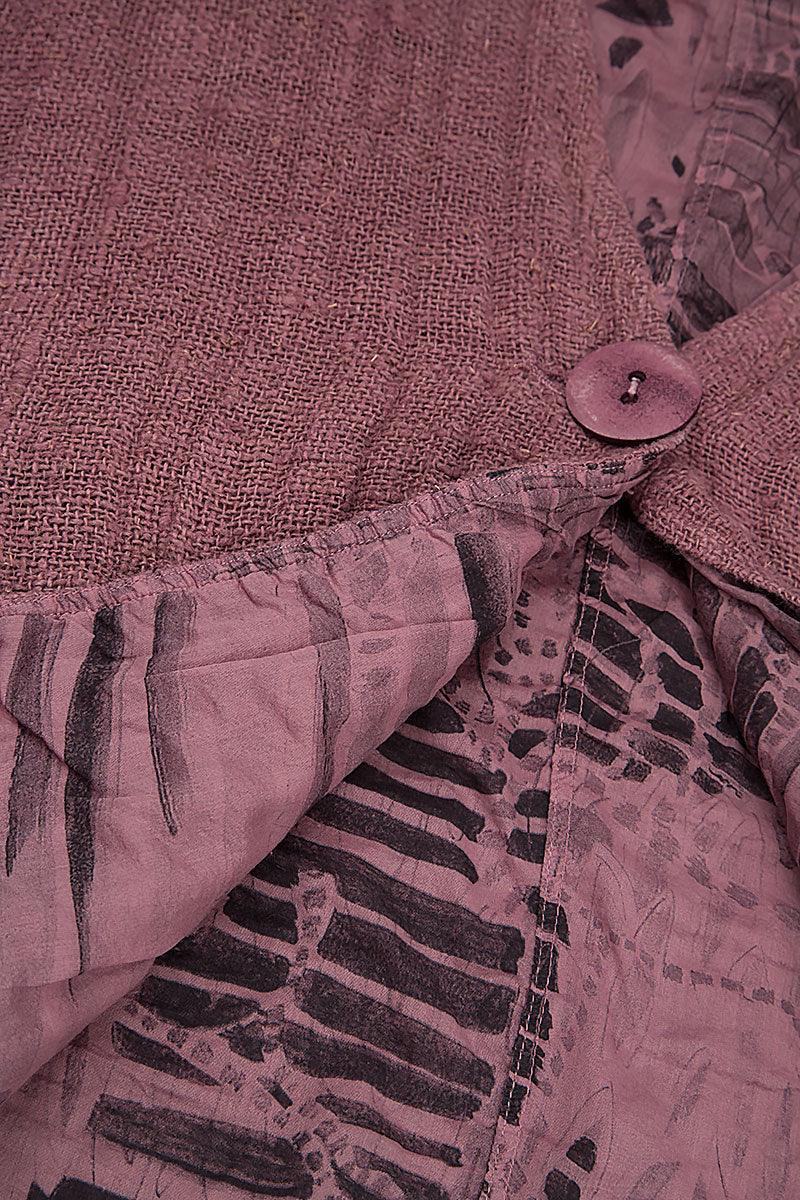 Mauve Taupe Lined Handwoven Linen Jacket