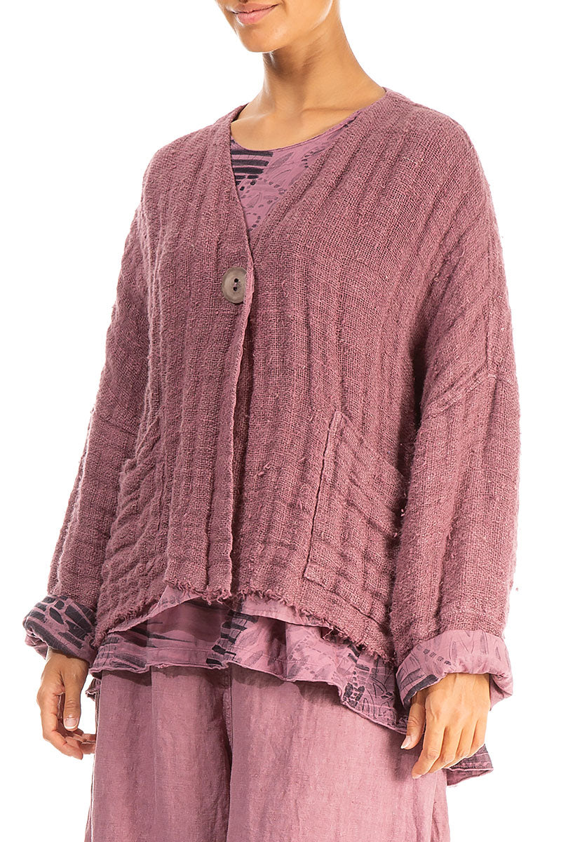 Mauve Taupe Lined Handwoven Linen Jacket