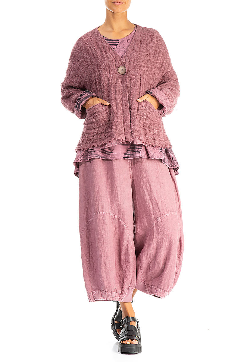 Mauve Taupe Lined Handwoven Linen Jacket