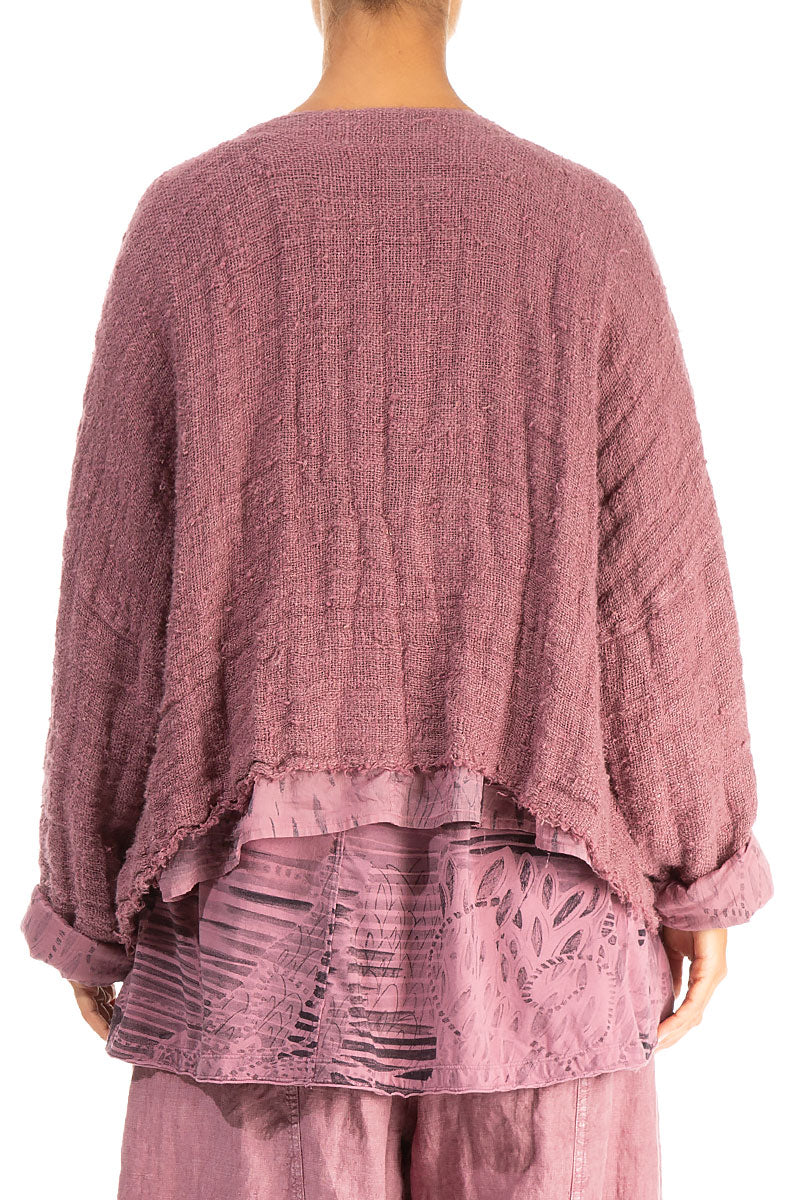 Mauve Taupe Lined Handwoven Linen Jacket