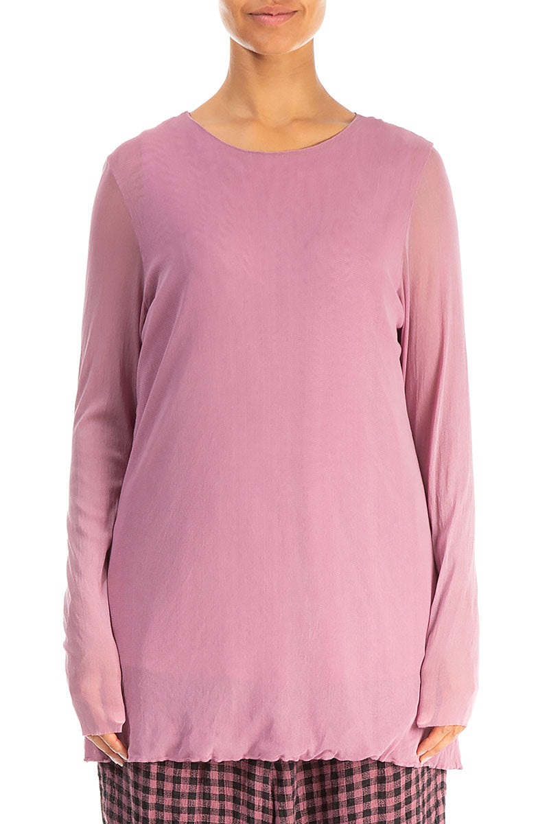 Mauve Taupe Tulle Silk Blouse