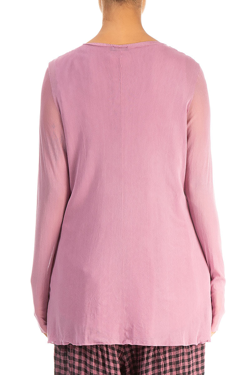 Mauve Taupe Tulle Silk Blouse