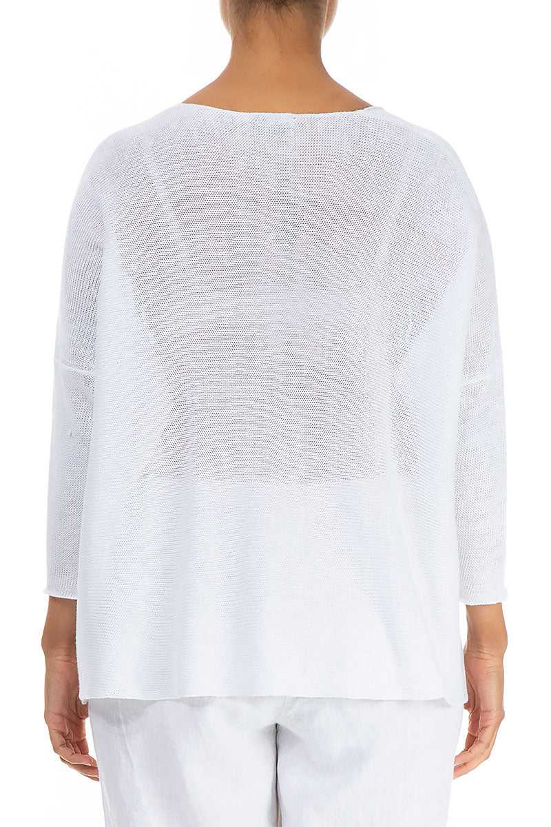 Minimalist White Linen Jumper