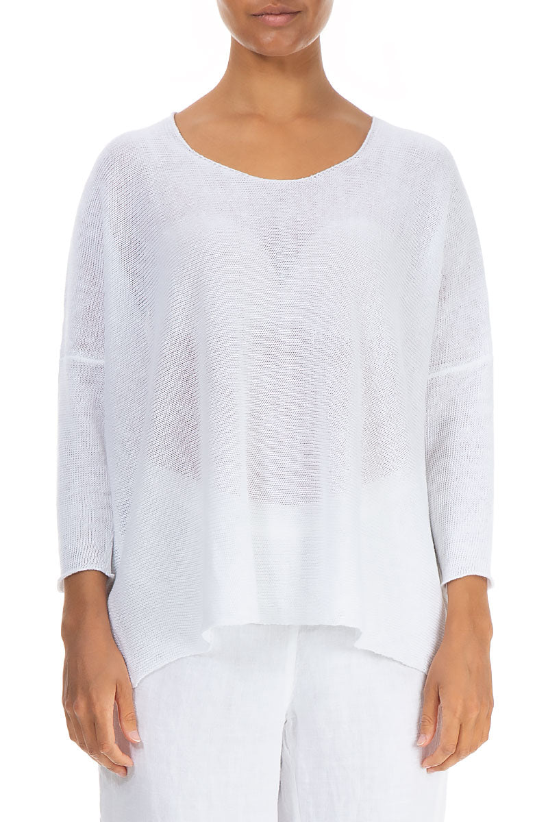 Minimalist White Linen Jumper