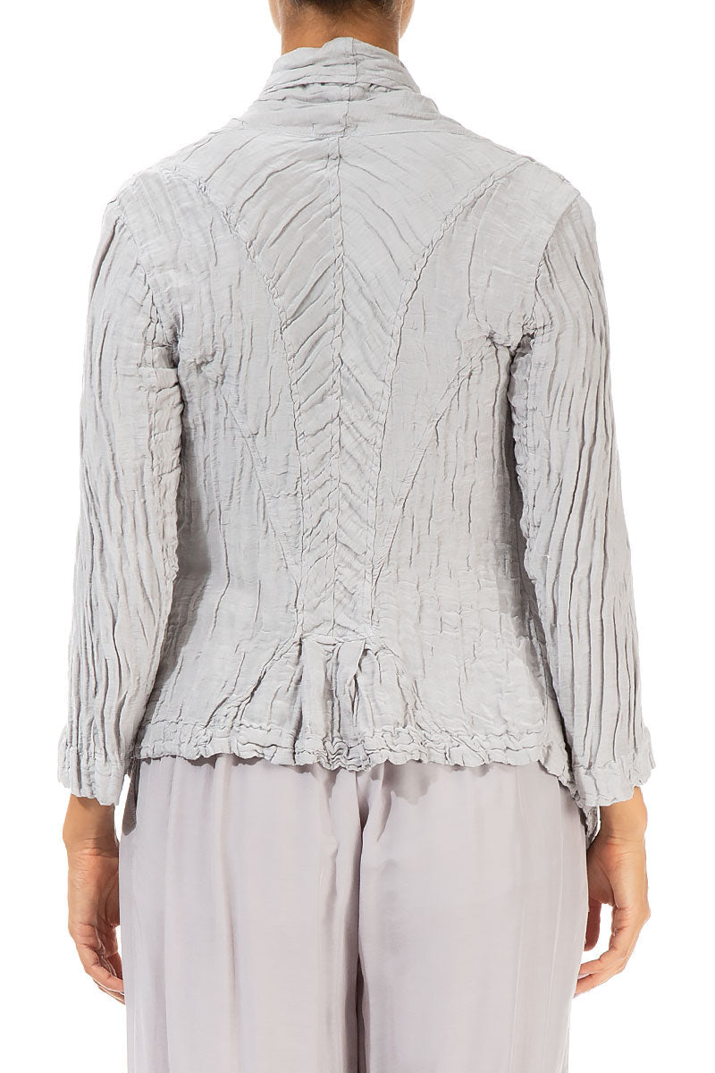 Open Type Crinkled Taupe Silk Jacket