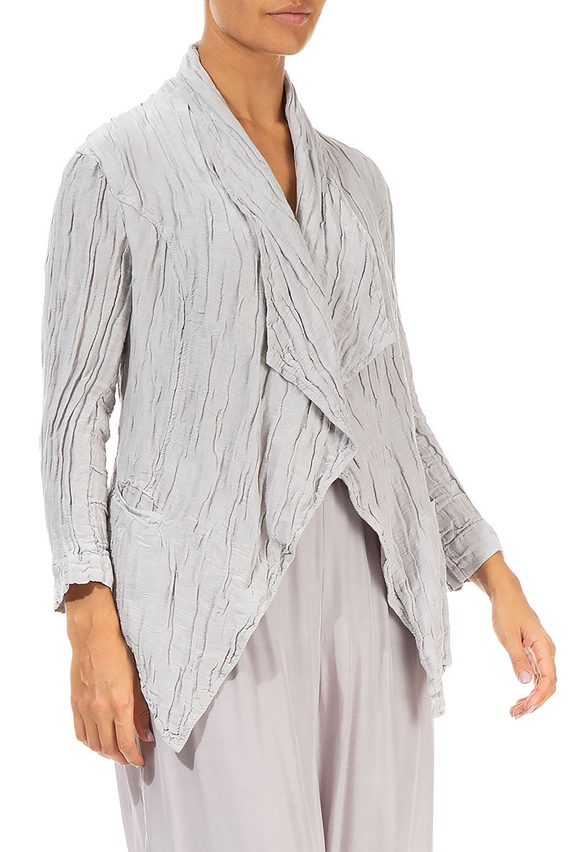 Open Type Crinkled Taupe Silk Jacket