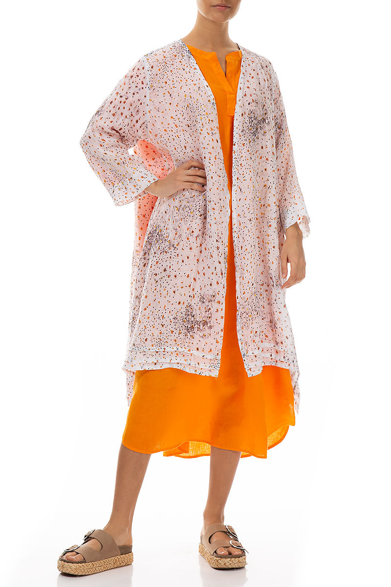 Open Type White Meadow Linen Jacket