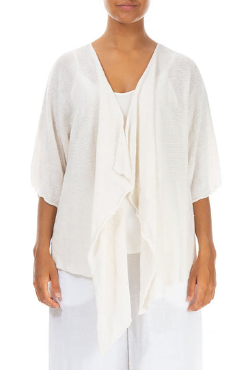 Open White Linen Cardigan