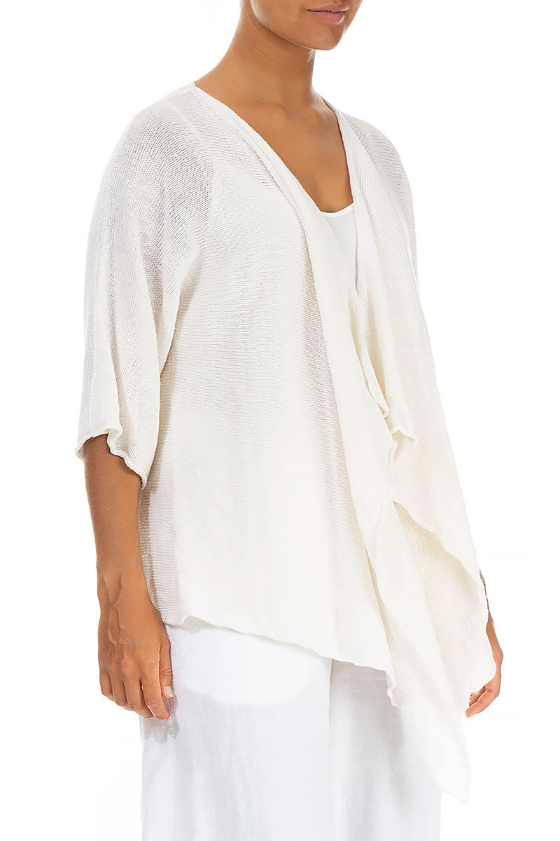 Open White Linen Cardigan