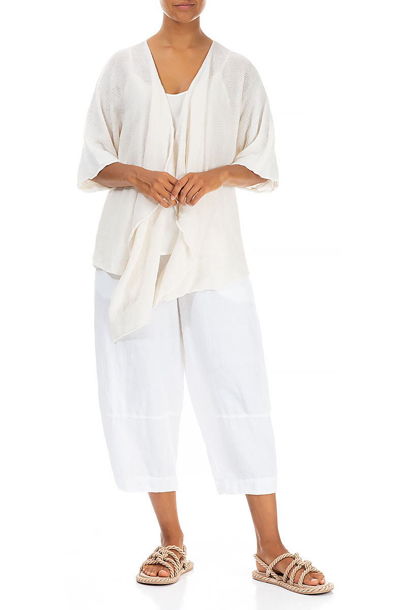 Open White Linen Cardigan