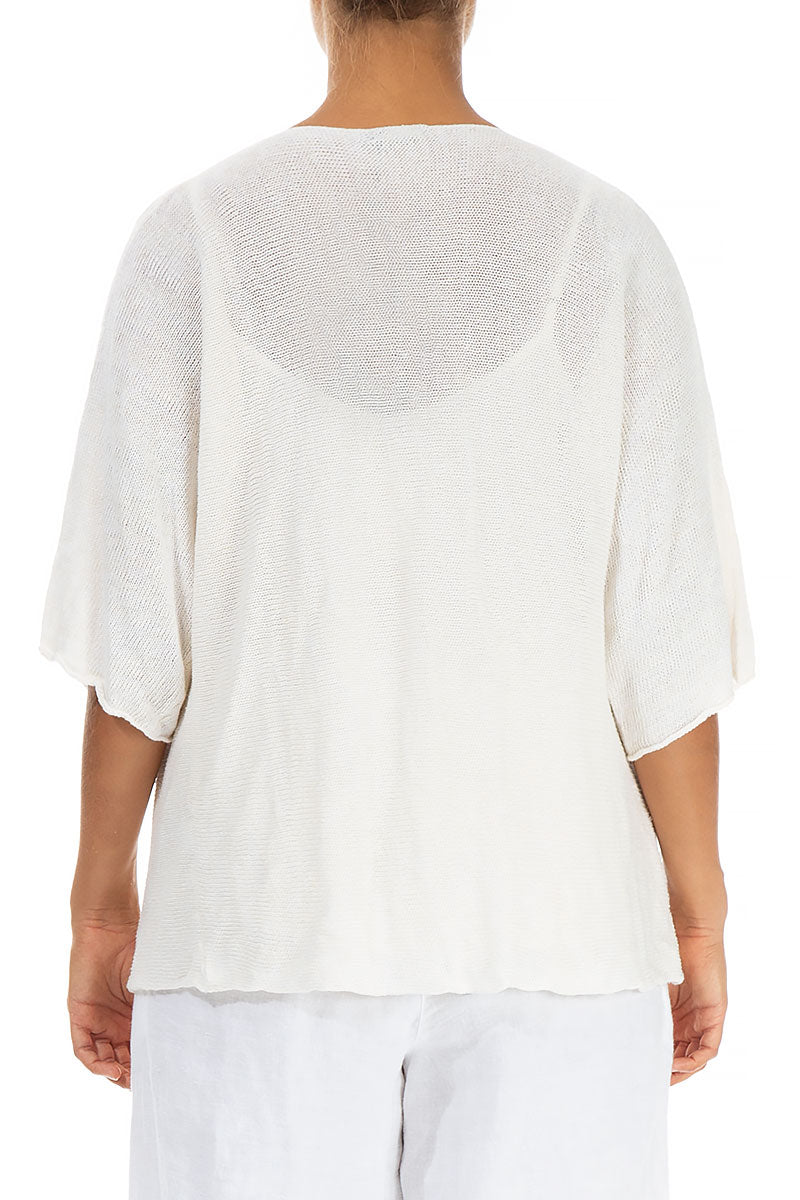 Open White Linen Cardigan