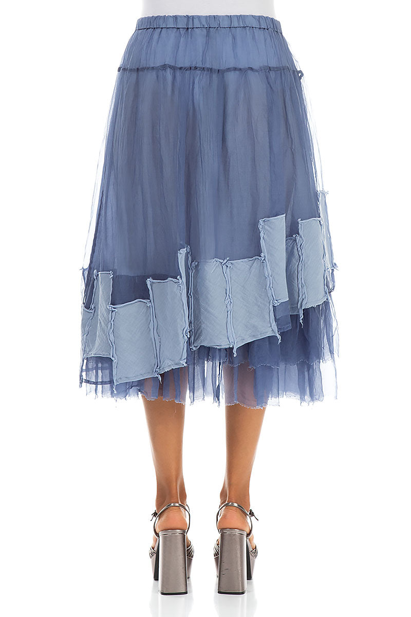 Patch Décor Blue Nova Silk Chiffon Skirt