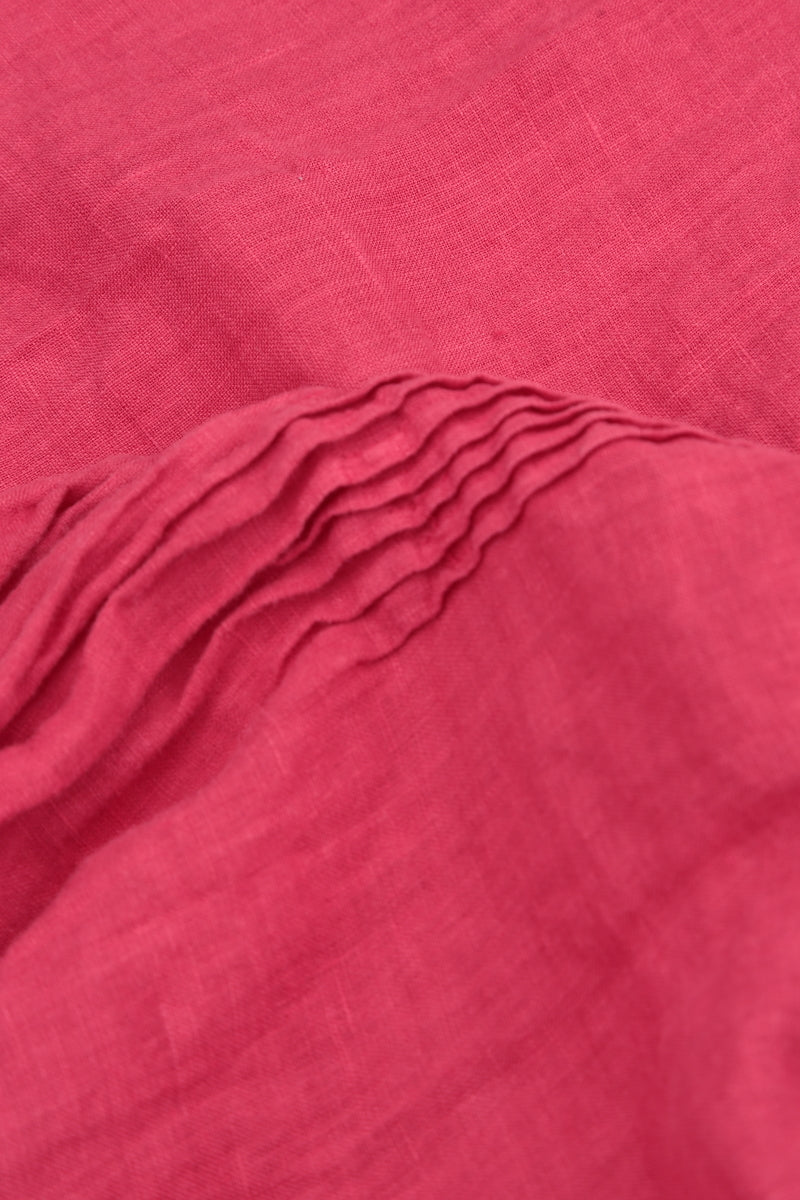 Pin-Tucked Raspberry Linen Blouse