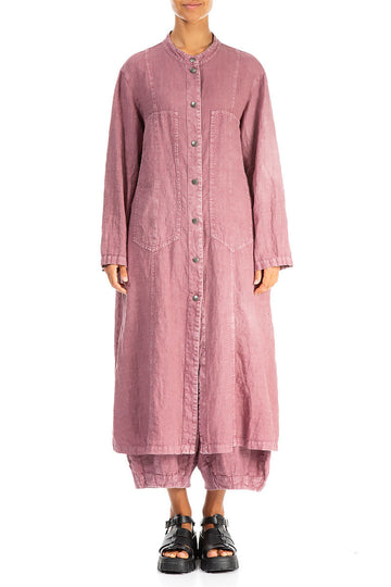 Pin Décor Off-Dye Mauve Taupe Linen Jacket