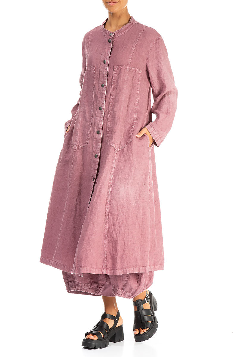 Pin Décor Off-Dye Mauve Taupe Linen Jacket