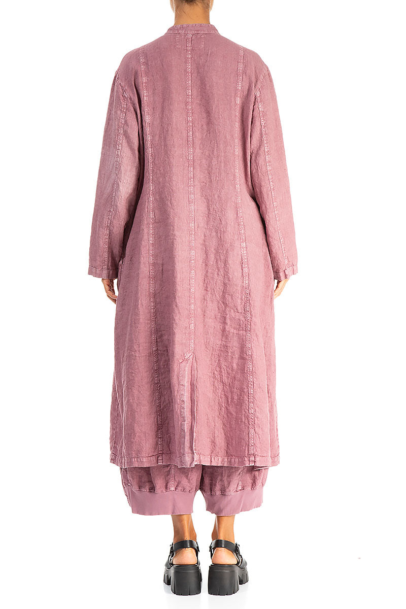 Pin Décor Off-Dye Mauve Taupe Linen Jacket