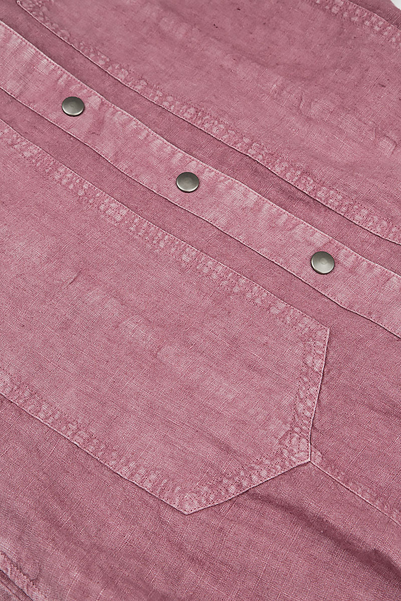 Pin Décor Off-Dye Mauve Taupe Linen Jacket