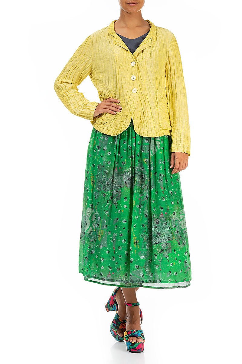 Pleated Meadow Silk Cotton Skirt