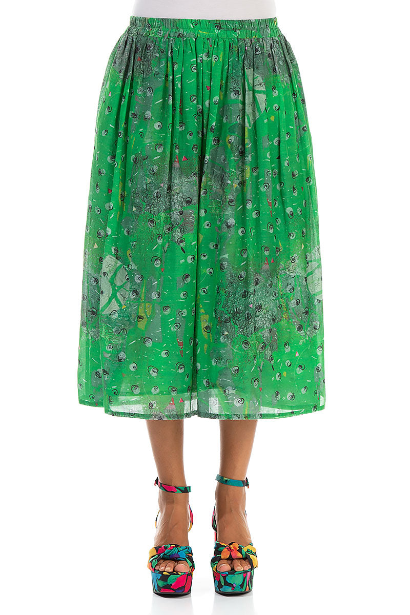 Pleated Meadow Silk Cotton Skirt