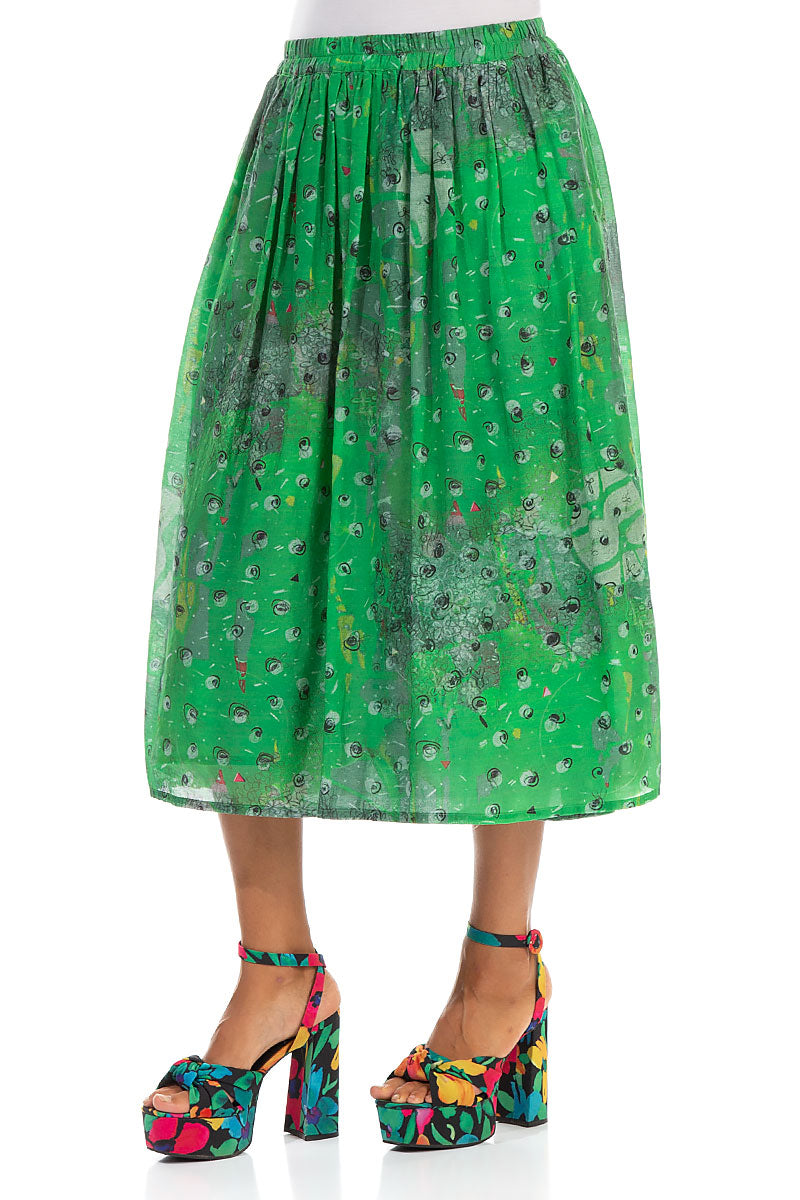 Pleated Meadow Silk Cotton Skirt