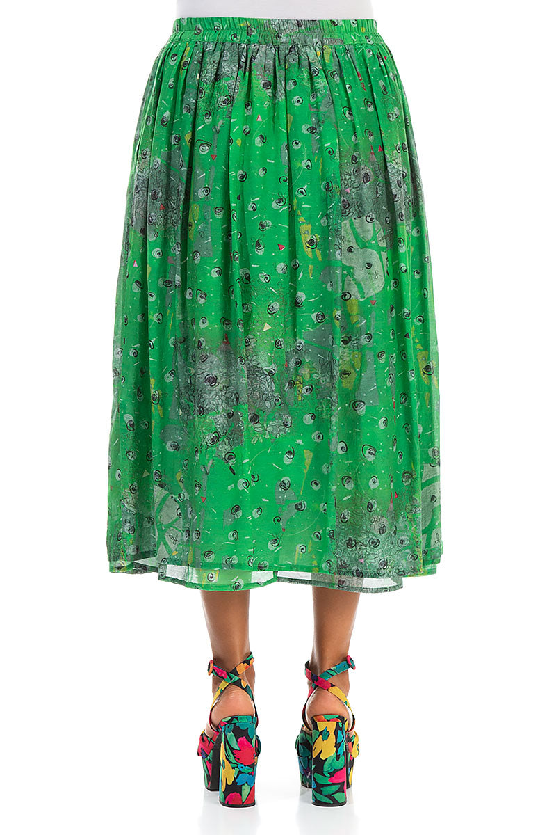 Pleated Meadow Silk Cotton Skirt