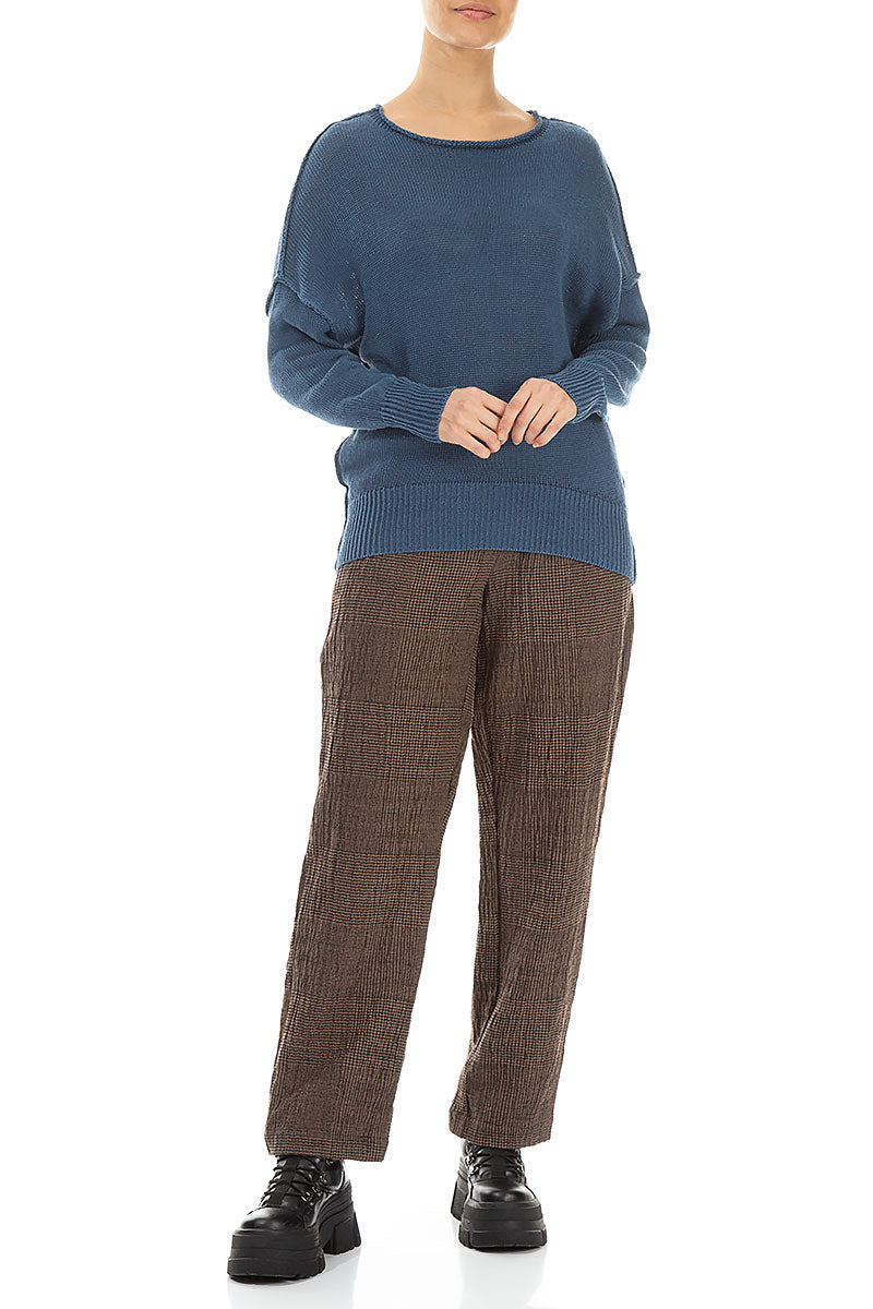 Ribbed Blue Linen Jumper