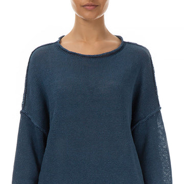 Ribbed Blue Linen Jumper