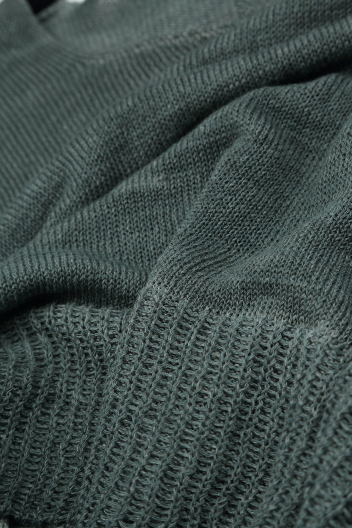 Ribbed Hem Washed Effect Graphite Linen Jumper