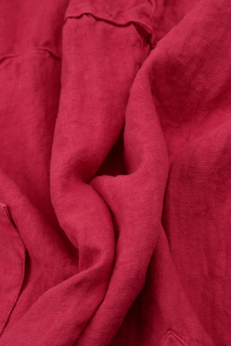 Roll Up Raspberry Linen Trousers