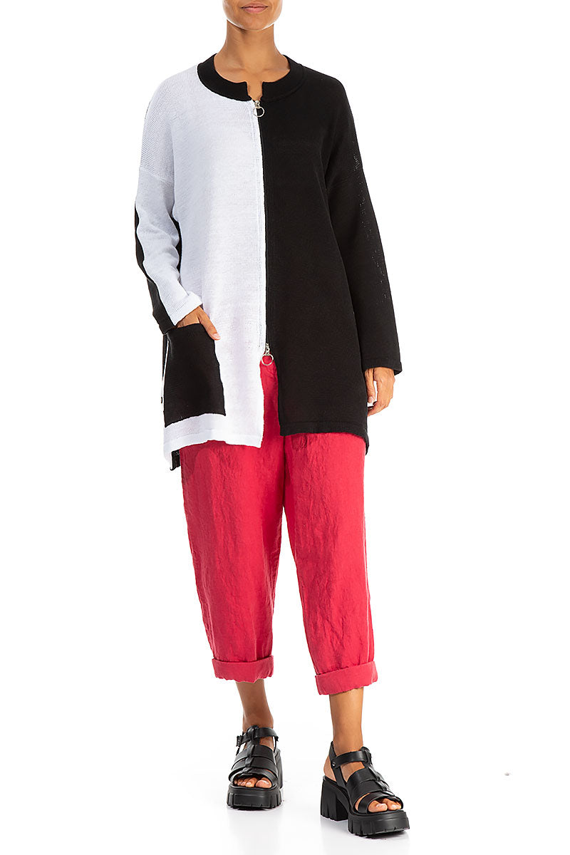 Roll Up Raspberry Linen Trousers