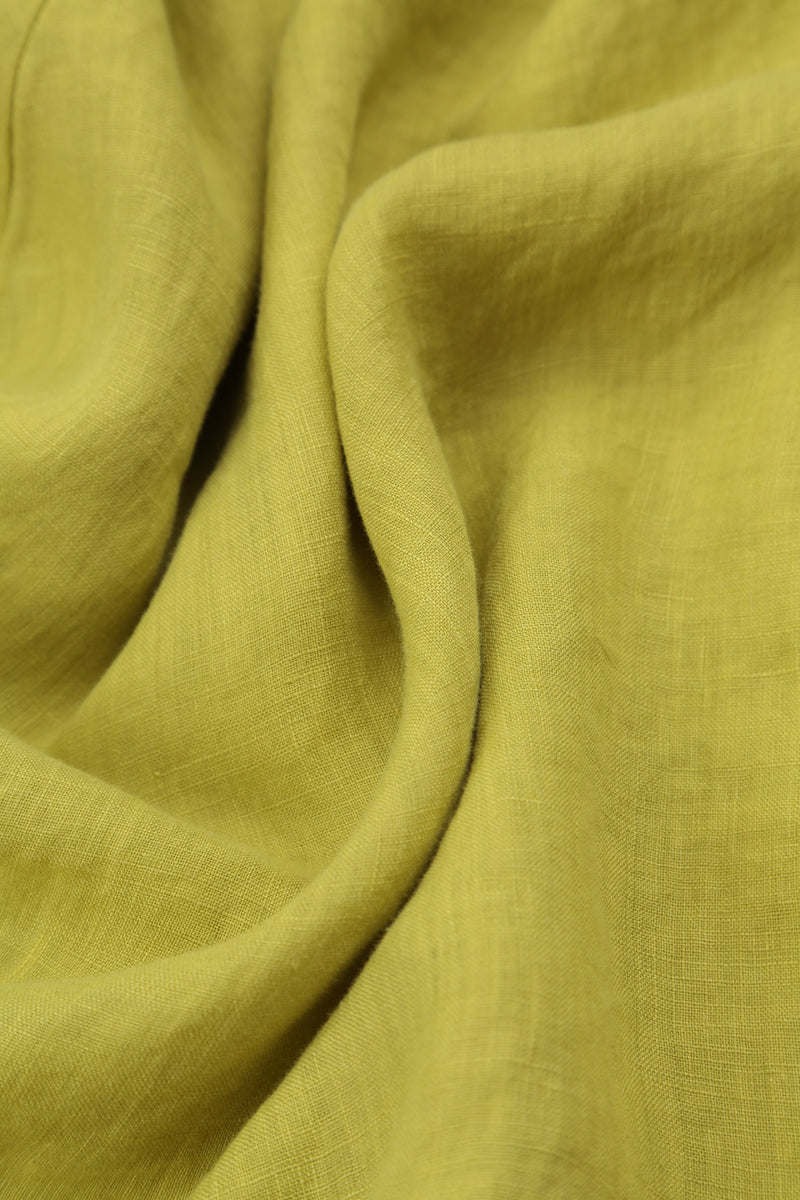 Round Neck Yellow Linen Top