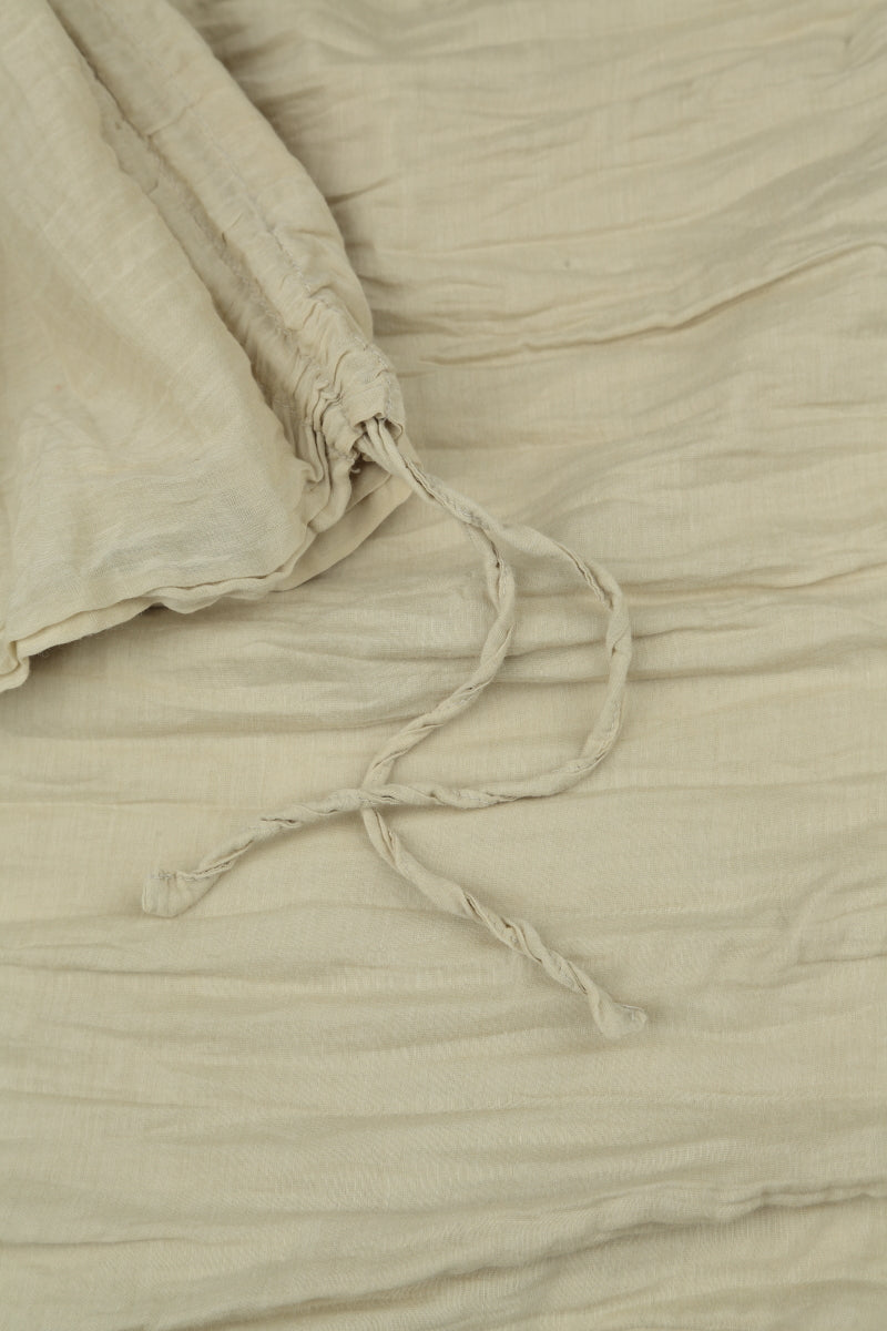 Ruched Side Crumpled Laurel Green Silk Cotton Blouse