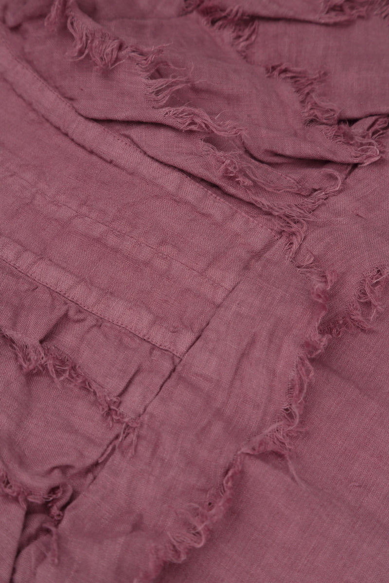 Ruffle Mauve Taupe Linen Dress