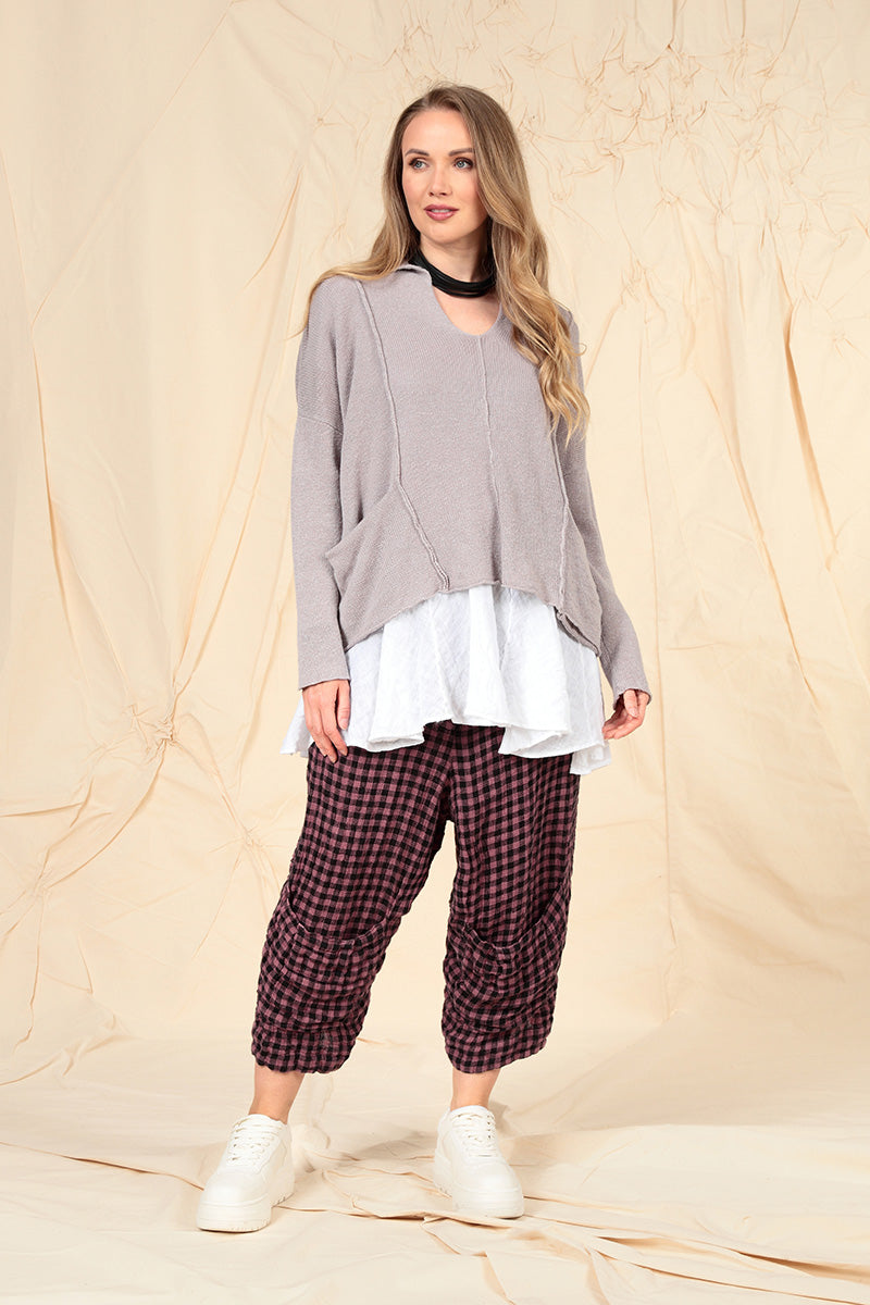 Ruffled White Gauze Linen Blouse