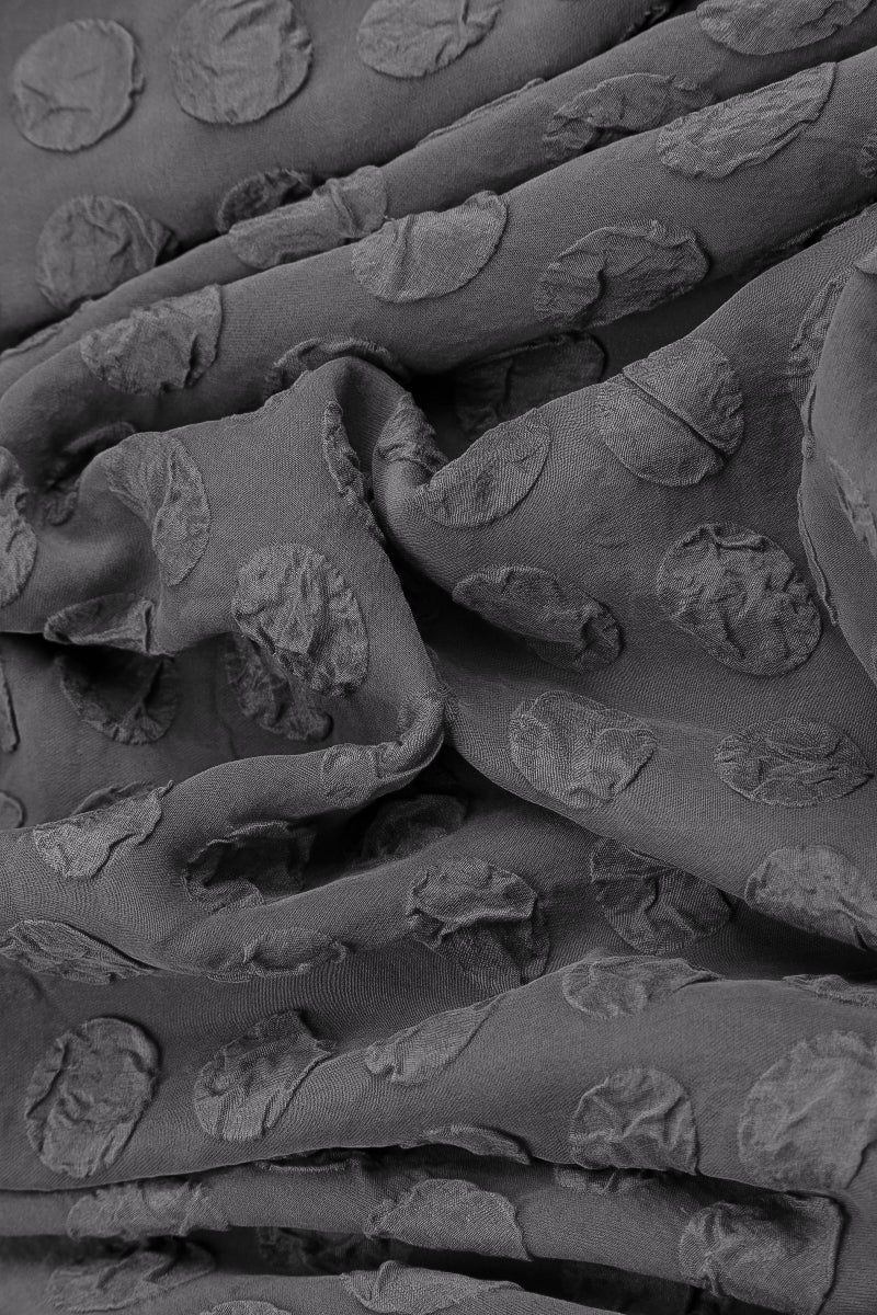 Square Neck Bubble Grey Silver Silk Dress 6