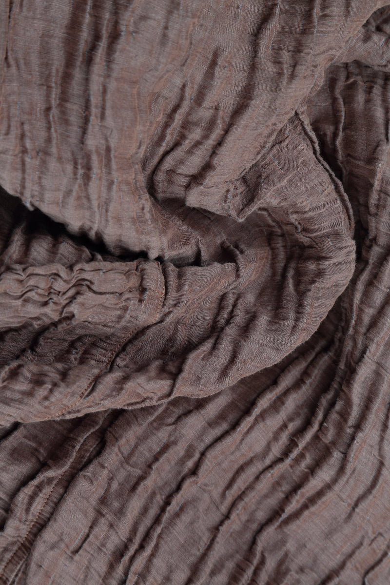V-Neck Crinkled Truffle Silk Linen Dress