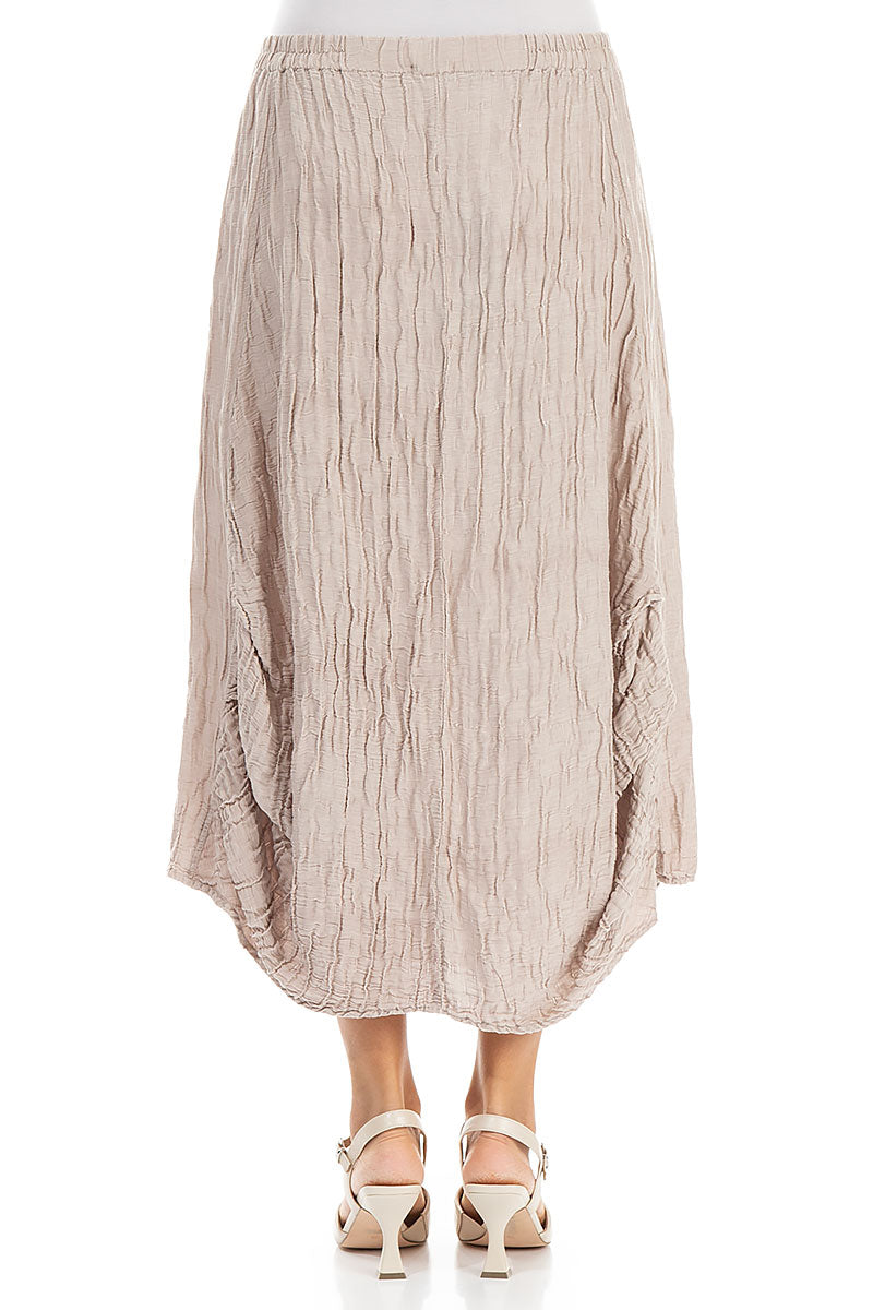 Sculpted Hem Beige Crinkled Skirt