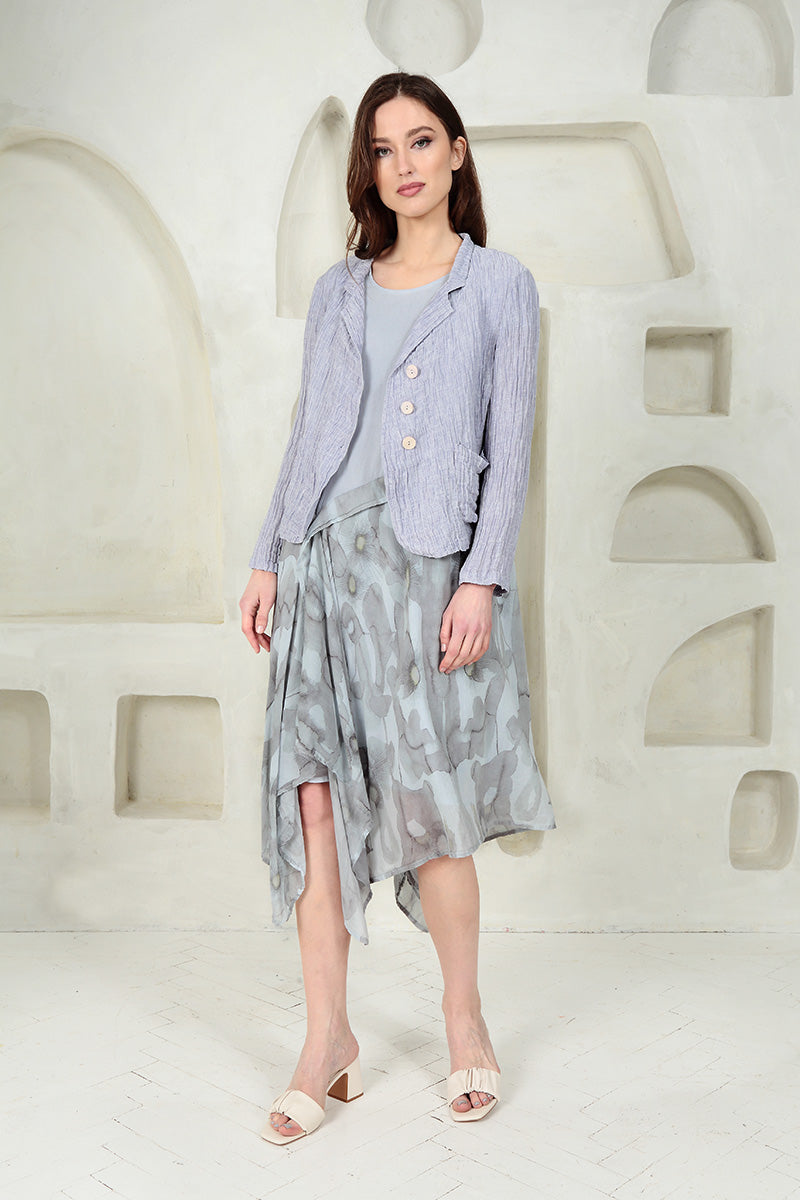 Short Crinkled Lavender Silk Linen Jacket