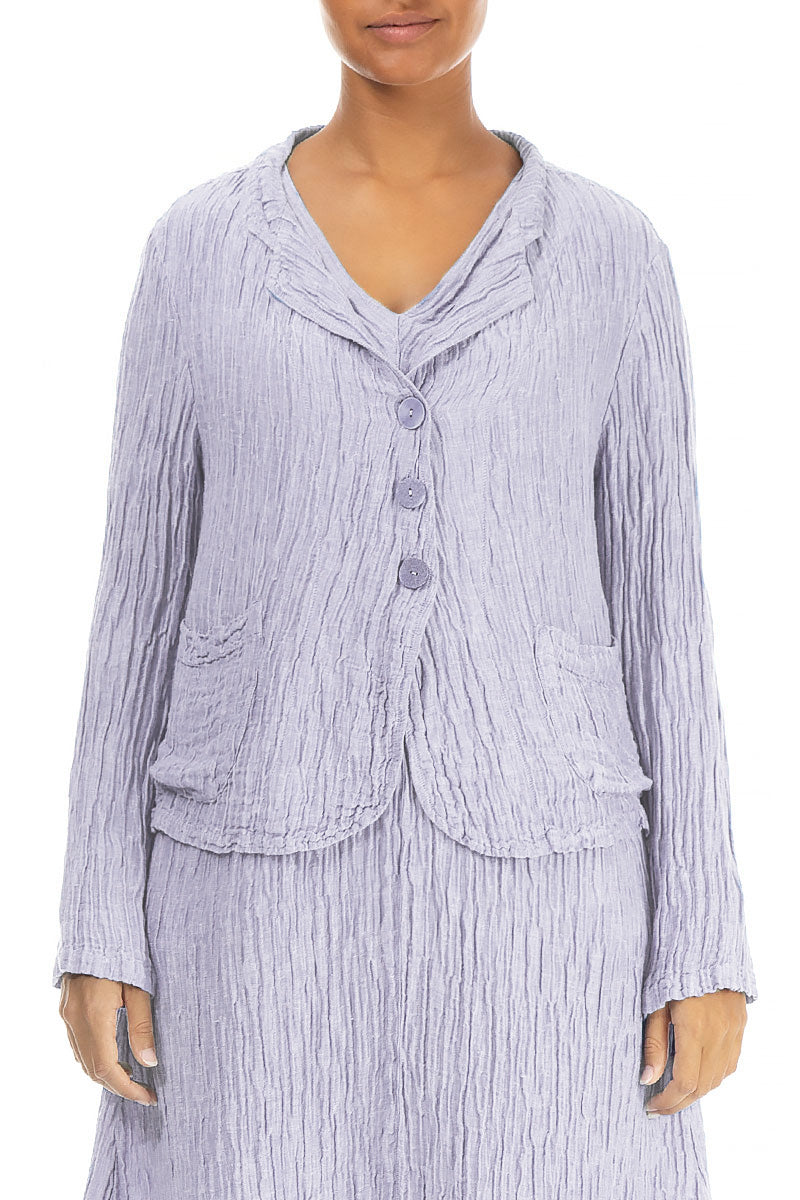 Short Crinkled Lavender Silk Linen Jacket