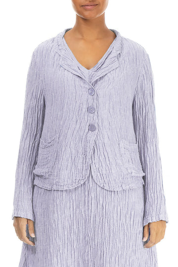 Short Crinkled Lavender Silk Linen Jacket
