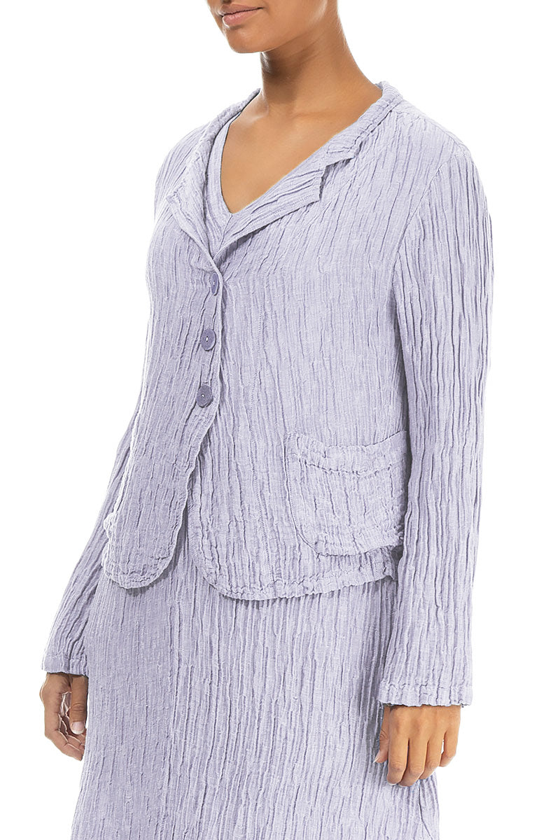 Short Crinkled Lavender Silk Linen Jacket