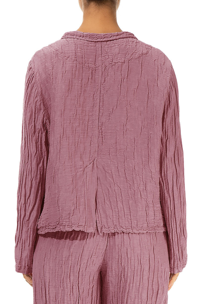 Short Crinkled Mauve Taupe Silk Linen Jacket 2