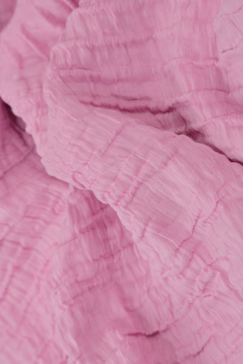 Short Crinkled Taffy Pink Silk Linen Jacket