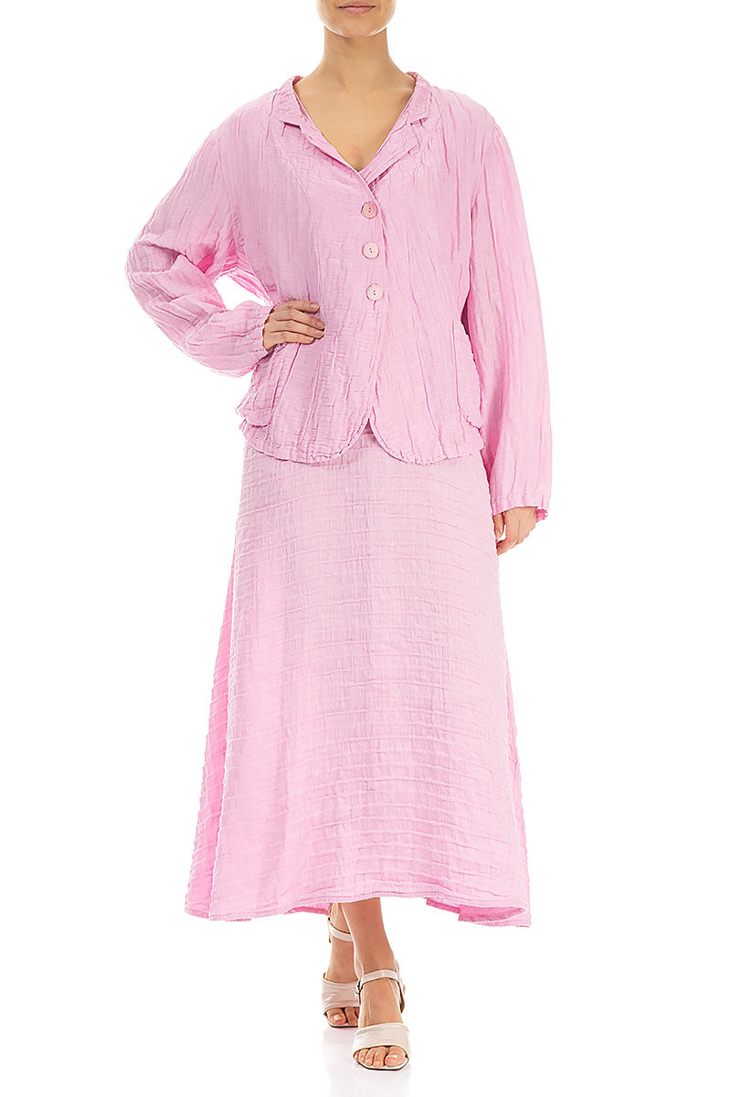 Short Crinkled Taffy Pink Silk Linen Jacket