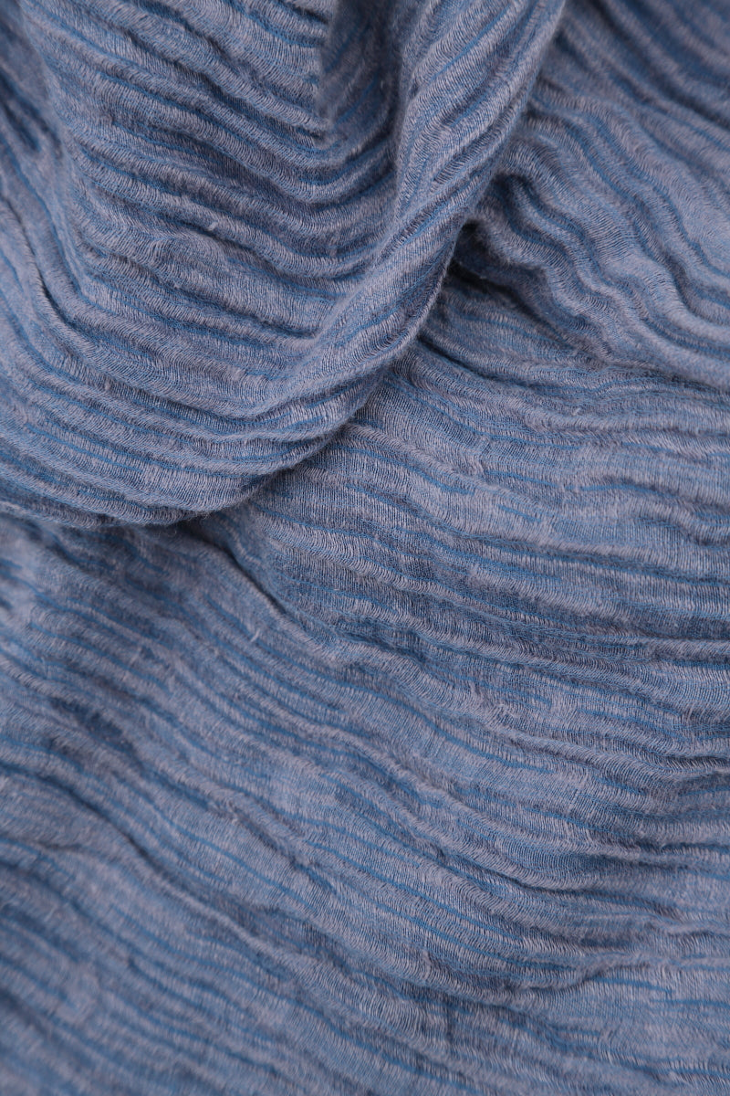 Short Rounded Crinkled Blue Nova Silk Jacket